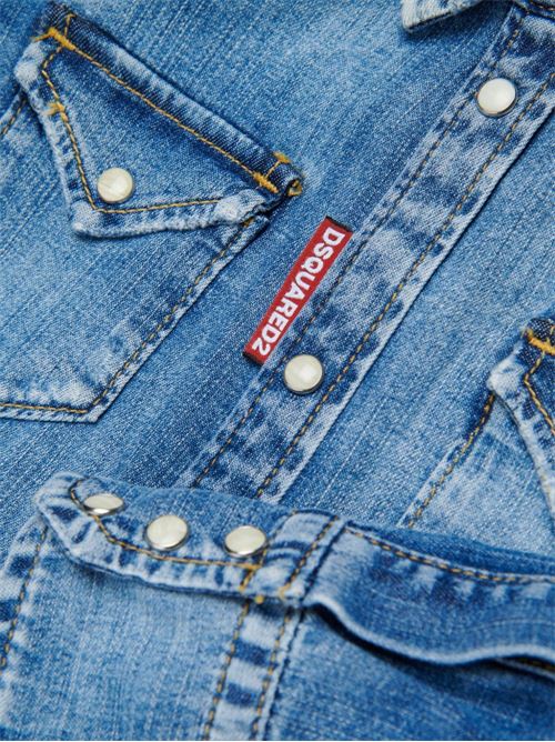 Camicia unisex bambino Dsquared2 denim blu Dsquared Kids | DQ2887D0AFPDQ01